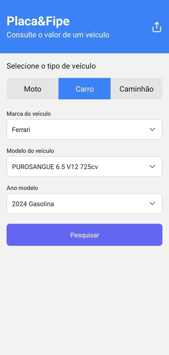 App placa e fipe